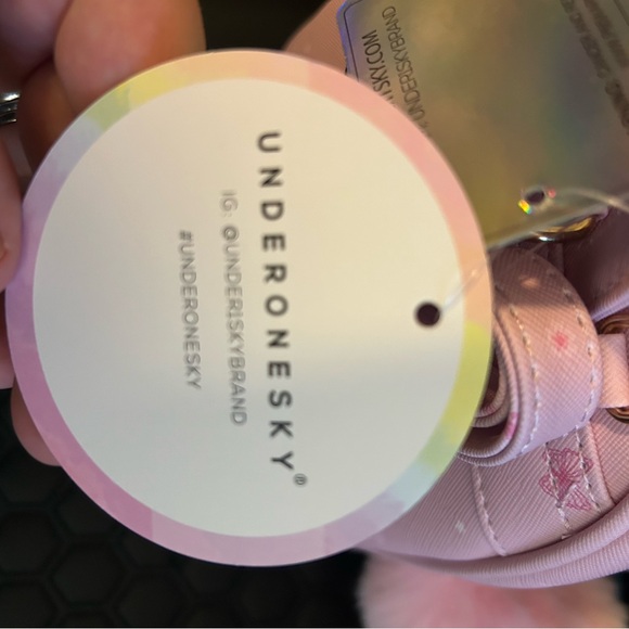 UnderOneSky Pink Butterfly Backpack with Pom Pom (8”x7”x3”) - Picture 9 of 12